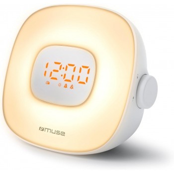 Muse Light ML-198 CR Radio Alarm Clock, White