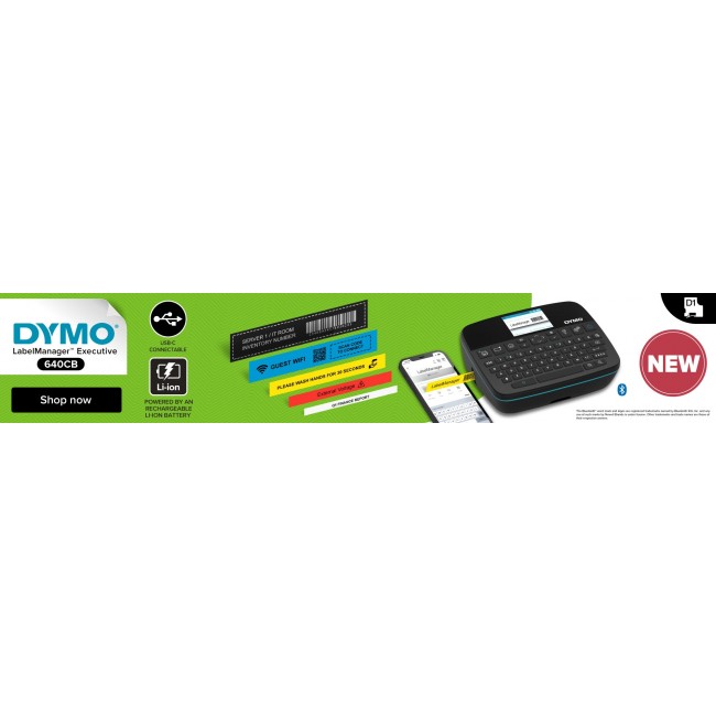 DYMO LabelManager LabelWriter 640CB Portable & Rechargeable Label Maker with Dual Connectivity - 2197370 label printer Direct thermal / Thermal transfer 12 mm/sec QWERTY