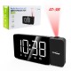 Digital LED clock radio with GreenBlue projector, FM radio, alarm, 12/24 clock, 5V DC USB power supply + CR2032, GB172