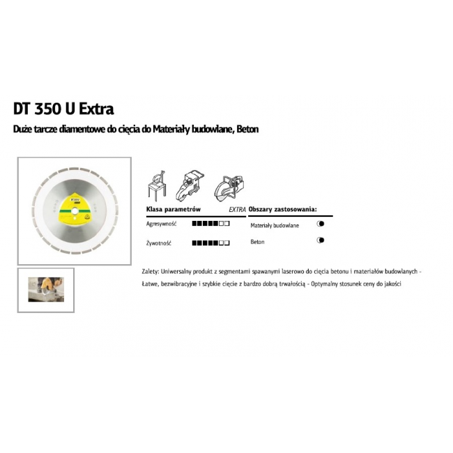 KLINGSPOR TARCZA DIAMENTOWA SEGMENTOWA 350x3,0x25,4 DT350U