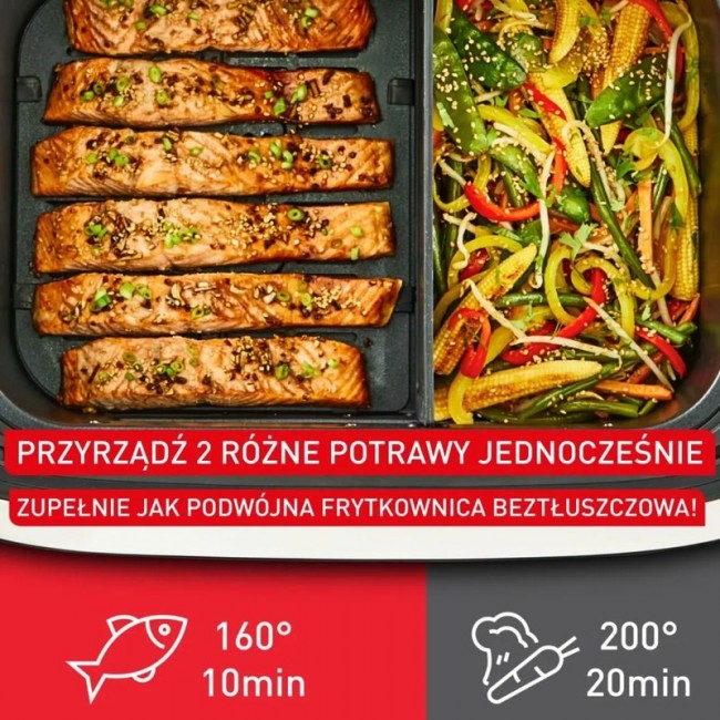 Tefal Dual Easy Fry Flex EY9228 9 L Stand-alone 2700 W Hot air fryer Black, Stainless steel
