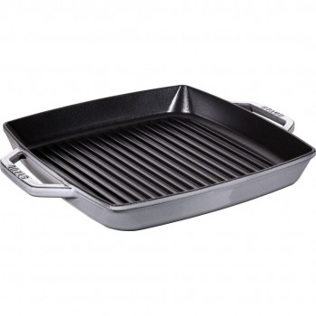 STAUB Kwadratowa patelnia eliwna grillowa z dwoma uchwytami 33 cm, grafitowy