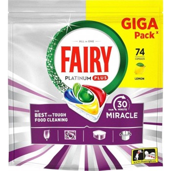FAIRY PLATINUM+ LEMON DISHWASHER TABS 74