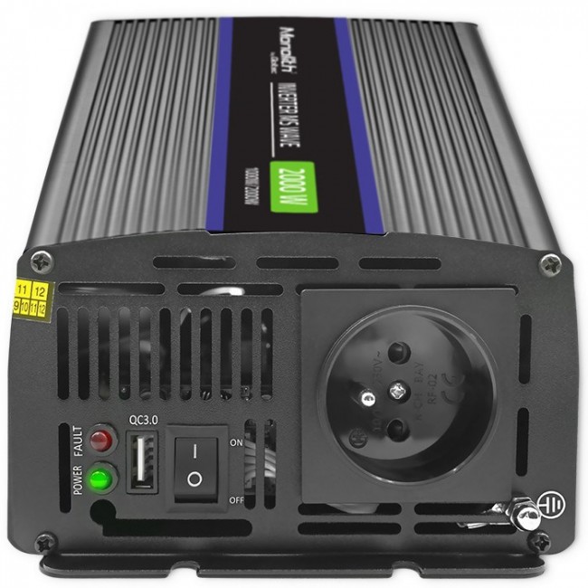 Qoltec Monolith 2000 MS Wave Voltage Converter | 12V to 230V | 1000/2000W | USB Qoltec Monolith 2000 MS Wave Voltage Converter | 12V to 230V | 1000/2000W | USB