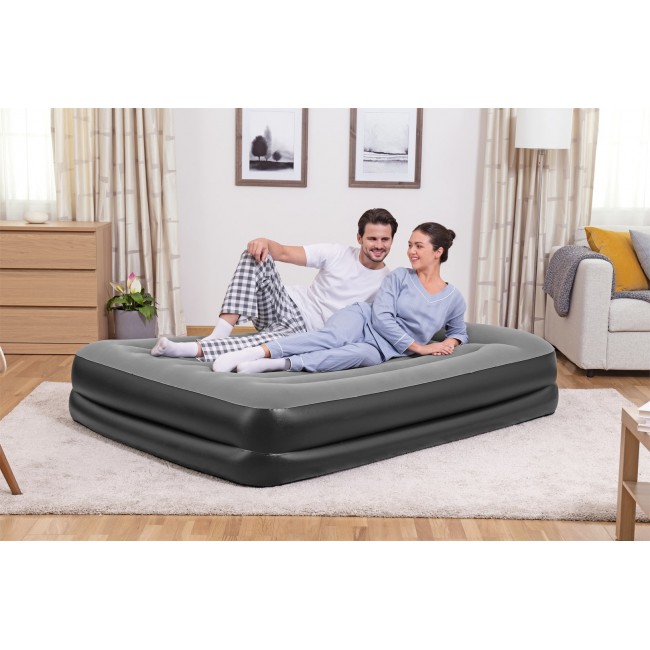 Bestway Tritech Air Mattress Queen with Built-in AC Pump and Antimicrobial Coating 2.03 m x 1.52 m x 46 cm