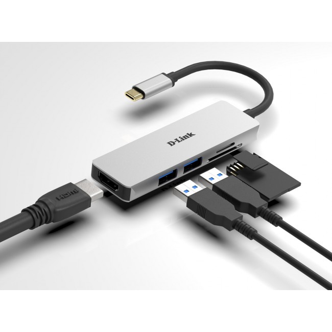 D-Link DUB-M530 laptop dock/port replicator Wired USB 3.2 Gen 1 (3.1 Gen 1) Type-C Aluminium, Black