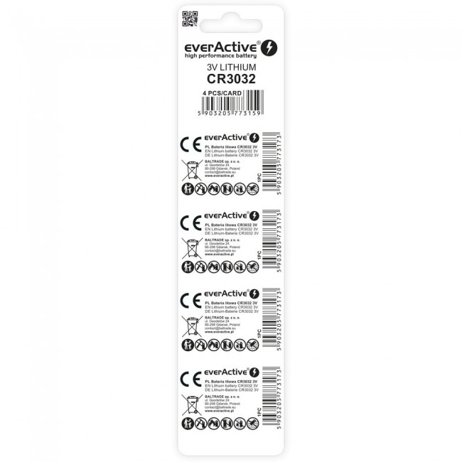 Lithium battery mini everActive CR3032 - blister 4 pcs. Lithium battery mini everActive CR3032 - blister 4 pcs.