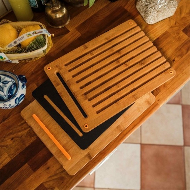 Fiskars 1057550 kitchen cutting board Rectangular Bamboo, Plastic Bamboo, Black