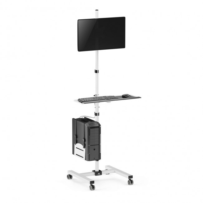 Maclean professional laptop stand cart, mobile computer workstation on wheels, max 17
