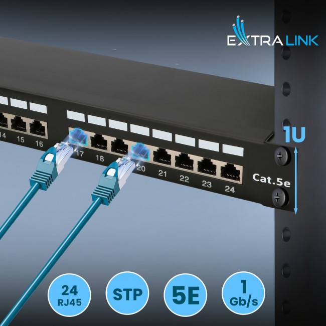 Extralink Patchpanel CAT5E STP V2 24 port