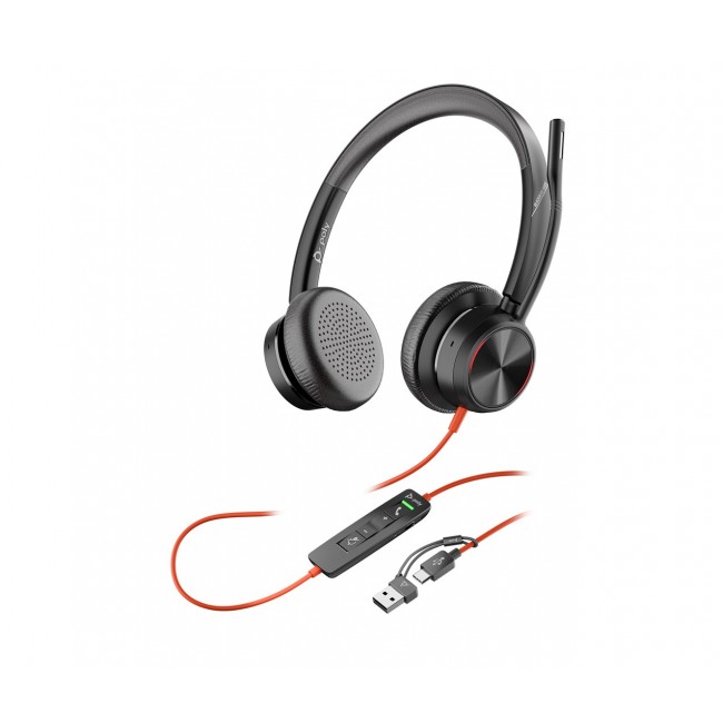 HP Poly Blackwire 8225 Stereo USB-C Headset +USB-C/A Adapter