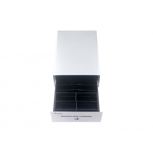 Equip Cash Register Drawer for Point of Sale (POS) System, 4 Bill/4 Coin Compartments, Removable Coin Slots, RJ11 connector, Aluminum