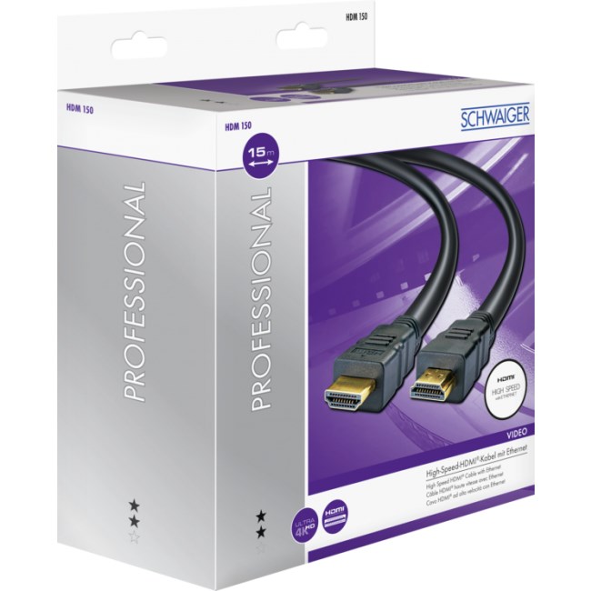 Schwaiger HDM150 013 HDMI cable 15 m HDMI Type A (Standard) Black, Gold