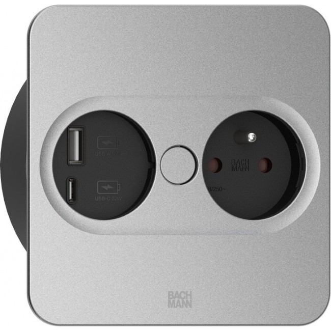 Bachmann 946.015 socket-outlet Type E + USB A + USB C Stainless steel