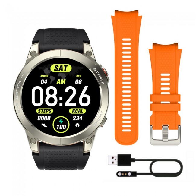 Manta Activ X GPS sports smartwatch silver + orange strap