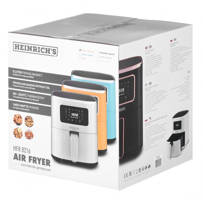 Heinrich s HFR 8216 Hot air fryer 5.0 l 1450 W Yellow