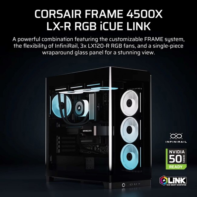 Corsair 4500X LX-R RGB Tempered Glass Mid-Tower, Black Midi Tower
