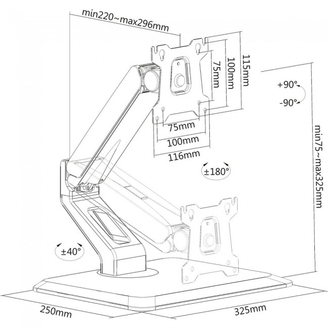 Techly ICA-LCD 35TS monitor mount / stand 81.3 cm (32 Techly ICA-LCD 35TS monitor mount / stand 81.3 cm (32