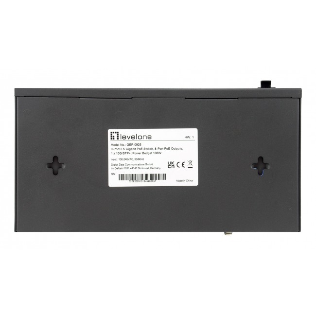 LevelOne GEP-0925 network switch Unmanaged 2.5G Ethernet (100/1000/2500) Power over Ethernet (PoE) Black