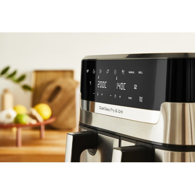 Tefal Dual Easy Fry & Grill EY905D Double 8.3 L Stand-alone 2700 W Hot air fryer Stainless steel