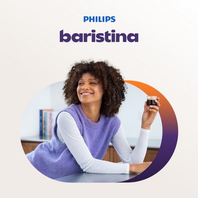 Philips Baristina Espresso Machine - Real espresso, made simple. Milky White with Mango Yellow Portafilter (BAR300/03)