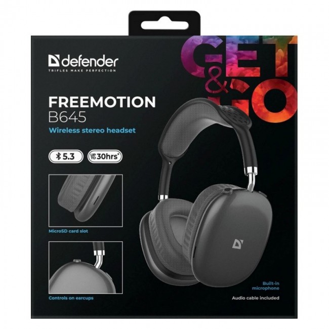 HEADPHONES DEFENDER BLUETOOTH FREEMOTION B645 BLACK HEADPHONES DEFENDER BLUETOOTH FREEMOTION B645 BLACK