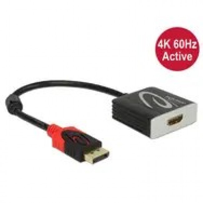 DeLOCK 62734 video cable adapter 0.2 m DisplayPort HDMI Type A (Standard) Black