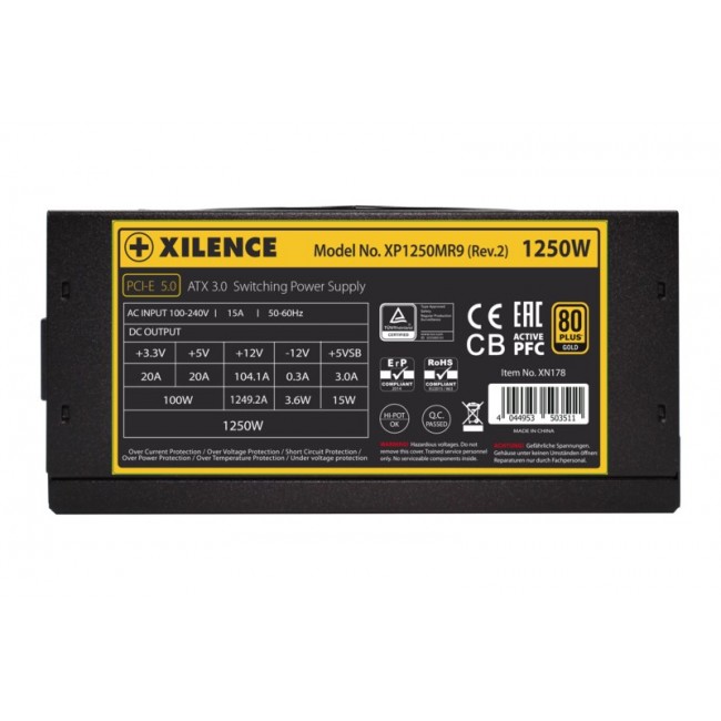Xilence XP1250MR9.2 power supply unit 1250 W 20+4 pin ATX ATX Black, Red Xilence XP1250MR9.2 power supply unit 1250 W 20+4 pin ATX ATX Black, Red