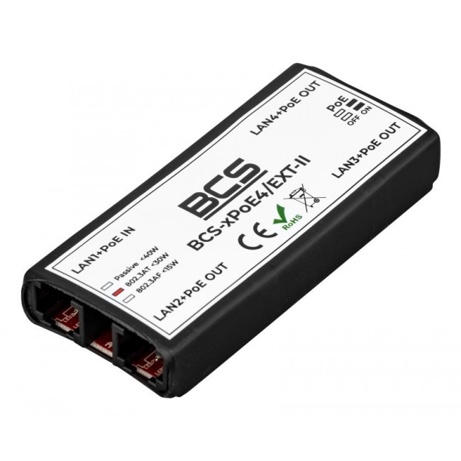 BCS BCS-xPoE4/EXT-II Network repeater Black 100 Mbit/s