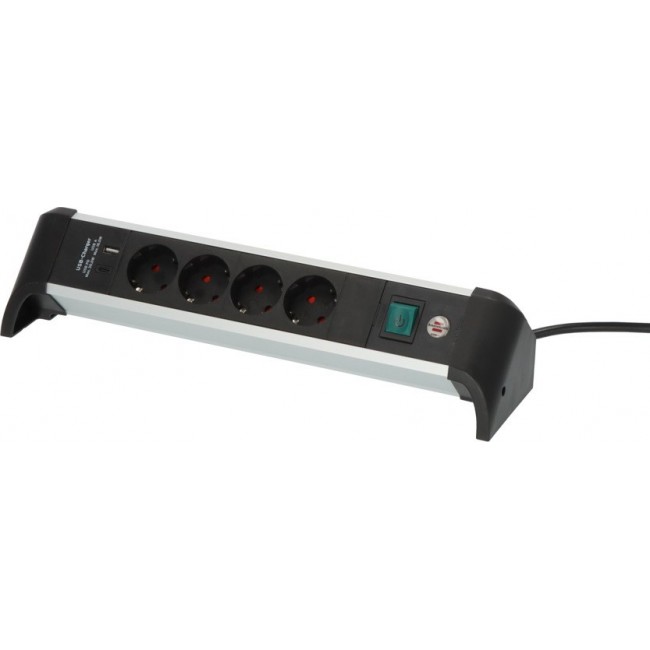 Brennenstuhl 1391040420 power extension 1.8 m 4 AC outlet(s) Indoor Black, Silver