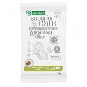 NATURE'S PROTECTION SC White Dogs Grain Free Adult Hypoallergenic Dental Whitefish - dog treat - 150 g