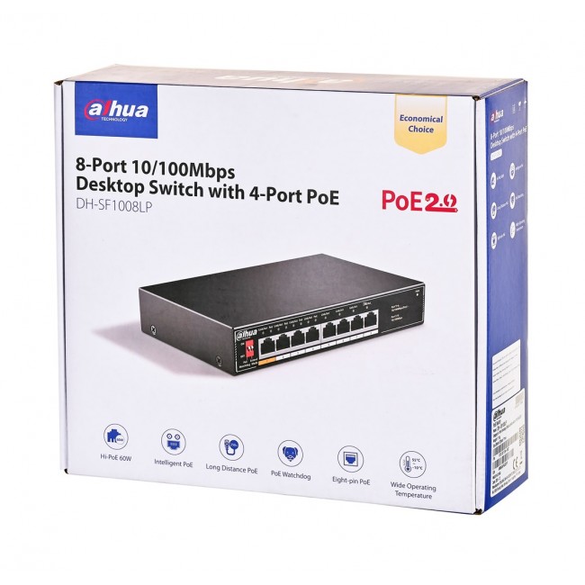 Dahua Technology PoE SF1008LP Unmanaged L2 Fast Ethernet (10/100) Power over Ethernet (PoE) Black Dahua Technology PoE SF1008LP Unmanaged L2 Fast Ethernet (10/100) Power over Ethernet (PoE) Black