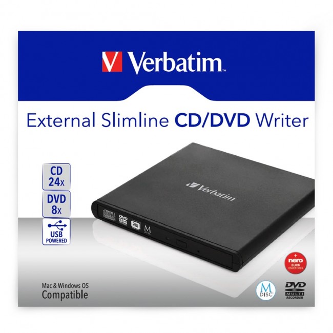 Verbatim Slimline CD/DVD optical disc drive DVD-RW Black Verbatim Slimline CD/DVD optical disc drive DVD-RW Black
