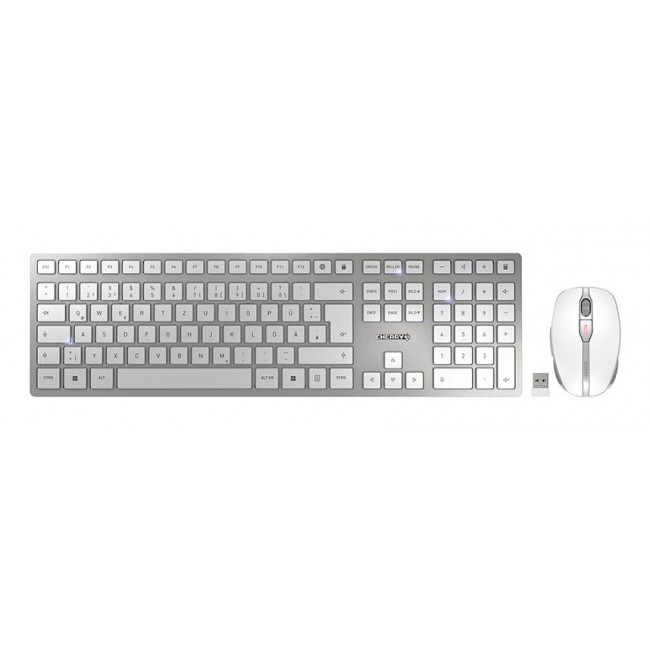 CHERRY DW 9100 SLIM keyboard Mouse included Universal RF Wireless + Bluetooth QWERTZ German Silver CHERRY DW 9100 SLIM keyboard Mouse included Universal RF Wireless + Bluetooth QWERTZ German Silver