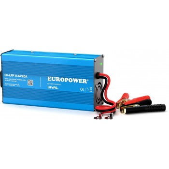  ADOWARKA PROSTOWNIK DO AKUMULATOR W LiFePO4 EUROPOWER CH-LFP/12/20 14,6V 20A KONEKTOR KROKODYLEK