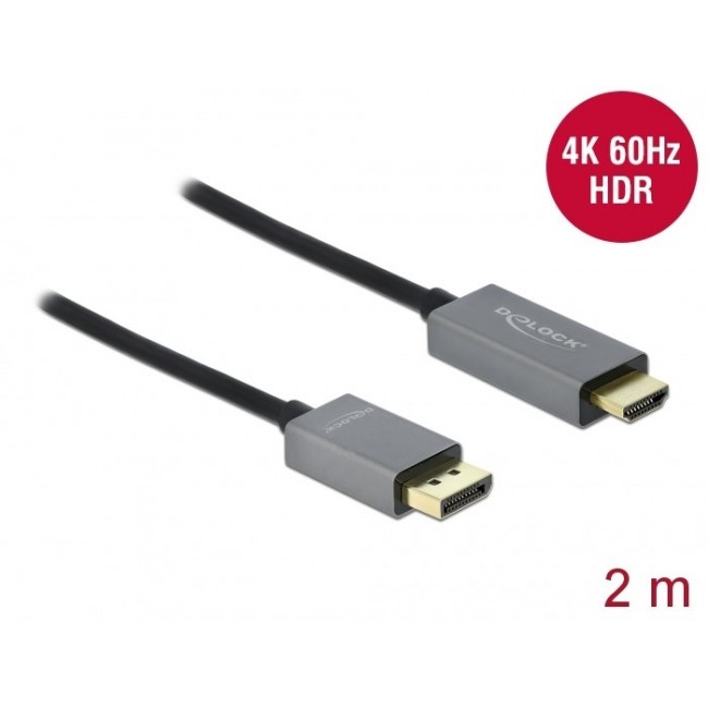 DeLOCK Active DisplayPort 1.4 to HDMI Cable 4K 60 Hz (HDR) 2 m