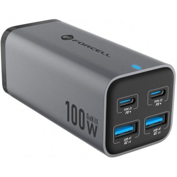  adowarka biurkowa Forcell F-Energy GaN III 2x USB-C 2x USB-A QC 4.0 PD 5A 100W VT-49 szara