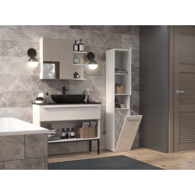 Bathroom cabinet NEL III 31x30x174 cm, white, glossy