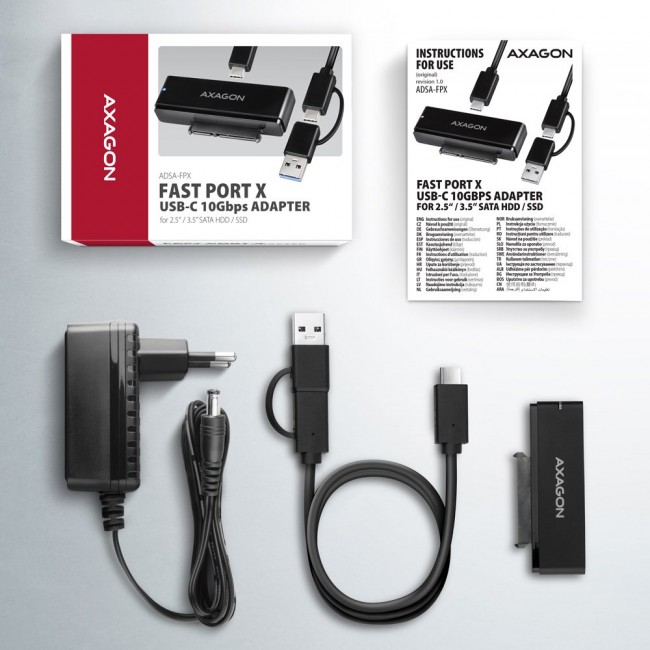 Axagon ADSA-FPX USB-C 10Gbps FAST PORT X adapter for 2.5 Axagon ADSA-FPX USB-C 10Gbps FAST PORT X adapter for 2.5