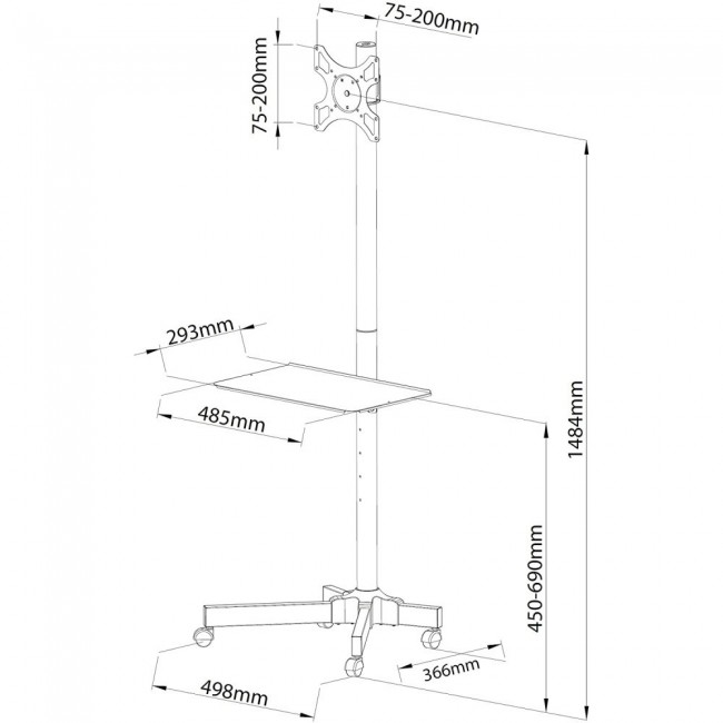 Techly Trolley Floor Stand LCD/LED/Plasma TV Stand 19 Techly Trolley Floor Stand LCD/LED/Plasma TV Stand 19