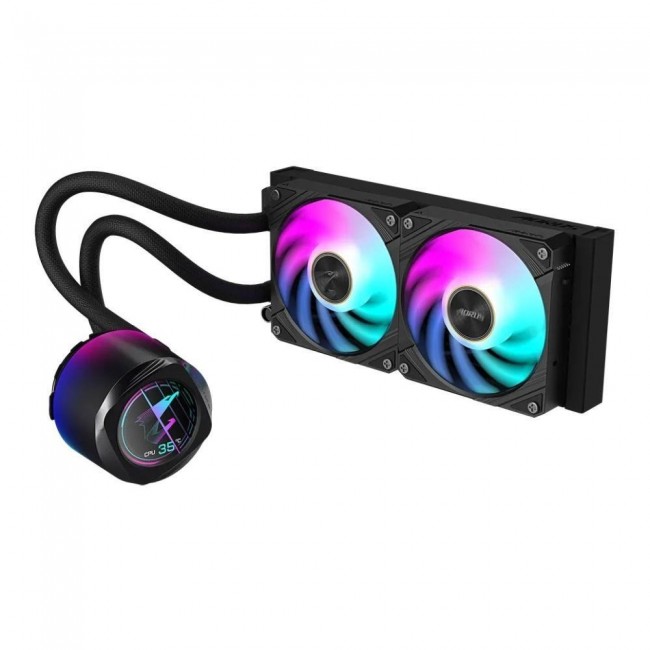 GIGABYTE AORUS WATERFORCE X II 240 AIO Liquid CPU Cooler - 2x120mm ARGB Fans, full-color LCD, DAISY-CHAIN, Intel LGA 1851 and AMD AM5 Compatible GIGABYTE AORUS WATERFORCE X II 240 AIO Liquid CPU Cooler - 2x120mm ARGB Fans, full-color LCD, DAISY-CHAIN, Intel LGA 1851 and AMD AM5 Compatible