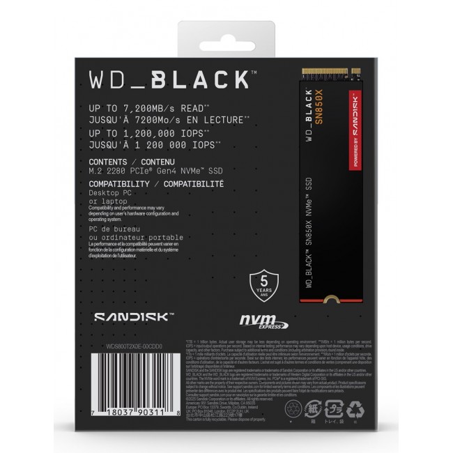 Western Digital Black WD_BLACK SN850X NVMe SSD POWERED BY SANDISK 8 TB