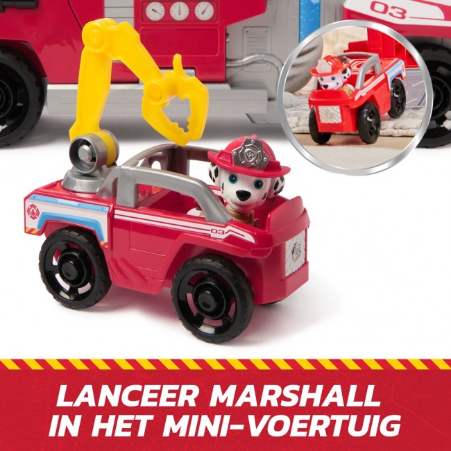 PAW Patrol Fire Rescue: Rapid Reload Fire Truck with Marshall Figure, Quick-Fire Launcher, Lights & Sounds, Kids Toys for Boys & Girls Ages 3 and Up