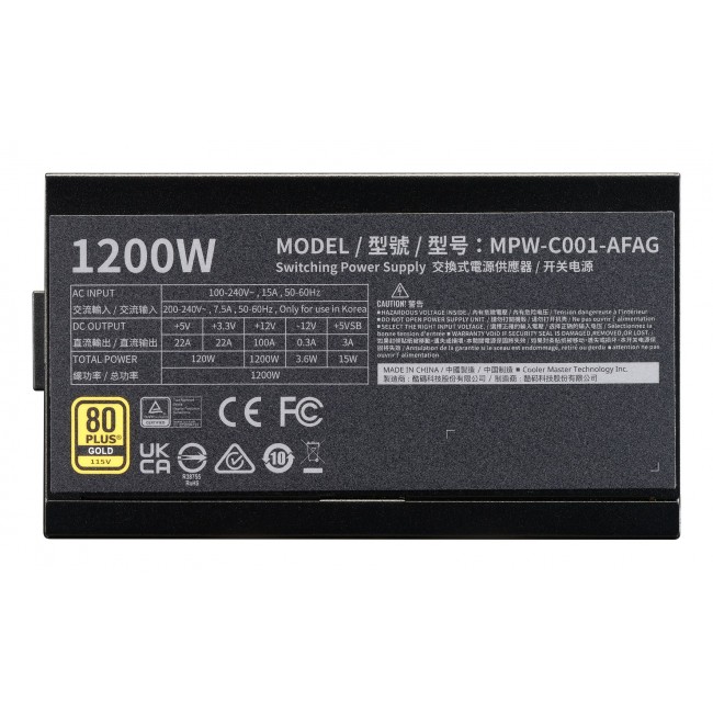 Cooler Master Elite Gold 1200 power supply unit 1200 W 24-pin ATX ATX Black