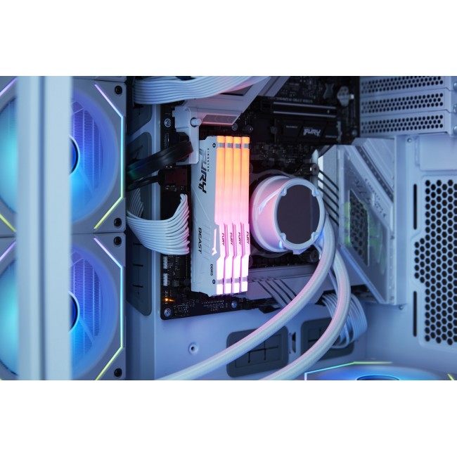 Kingston Technology FURY Beast 128GB 5600MT/s DDR5 CL40 DIMM (Kit of 4) White RGB XMP Kingston Technology FURY Beast 128GB 5600MT/s DDR5 CL40 DIMM (Kit of 4) White RGB XMP