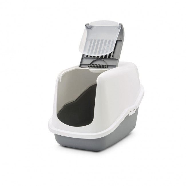 SAVIC Nestor White-Grey - Covered Cat Litter Box - 56x39x38.5 cm - 1 pc SAVIC Nestor White-Grey - Covered Cat Litter Box - 56x39x38.5 cm - 1 pc