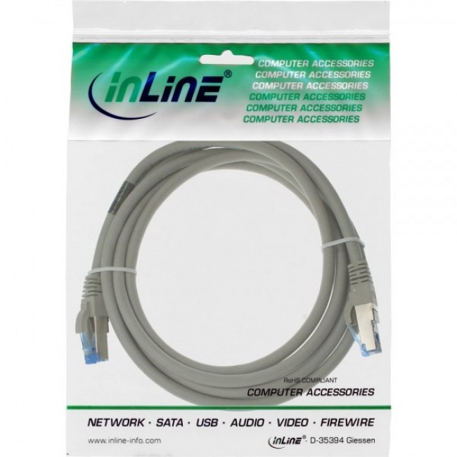 InLine Patch Cable S/FTP PiMF Cat.6A halogen free 500MHz grey 15m InLine Patch Cable S/FTP PiMF Cat.6A halogen free 500MHz grey 15m