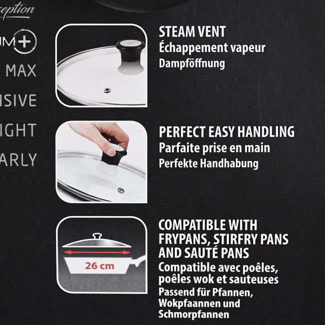 Tefal 28097612 pan lid Round Black, Stainless steel, Transparent