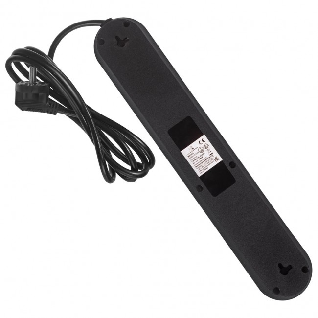 Maclean power strip, 5 socket extension cable + 3xUSB, 110-240V AC 50/60Hz, 2.1A max 2500W, 1.5m, black, MCE395 B
