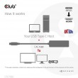 CLUB3D USB Gen2 Type-C to HDMI 8K60Hz or 4K120Hz HDR10+ with DSC1.2 with Power Delivery 3.0 Active Adapter M/F